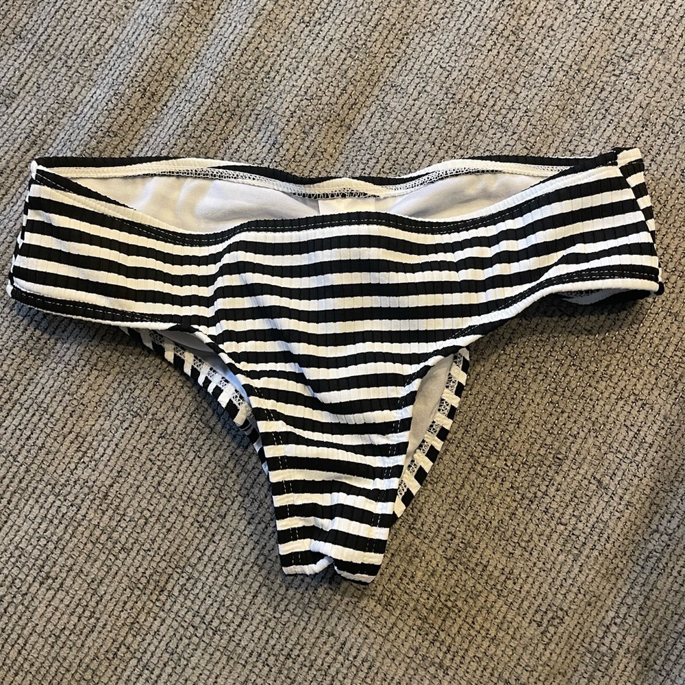Striped black and white bikini bottom